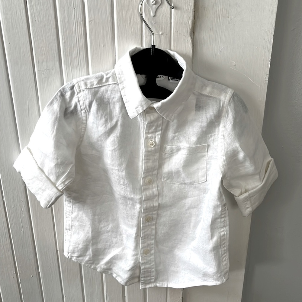 Linen white quarter sleeve button up
